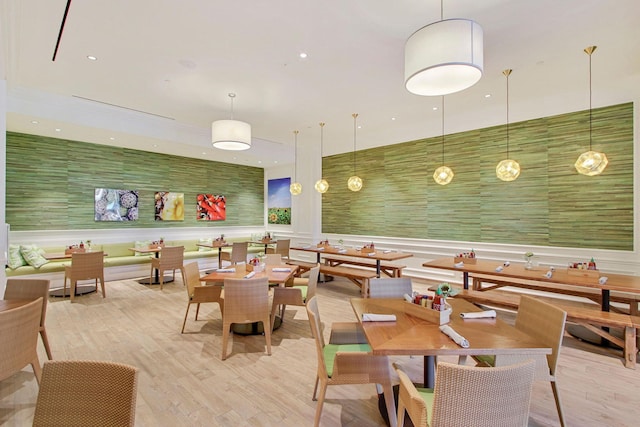 dining room featuring light hardwood / wood-style floors