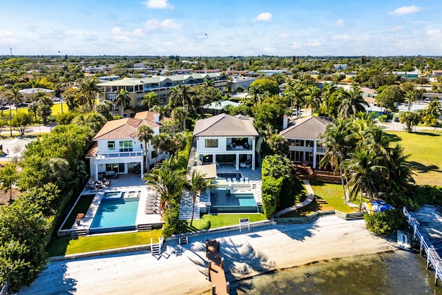 bird's eye view featuring a water view