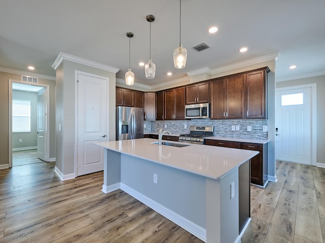 dining area with light wood-type flooring and vaulted ceiling