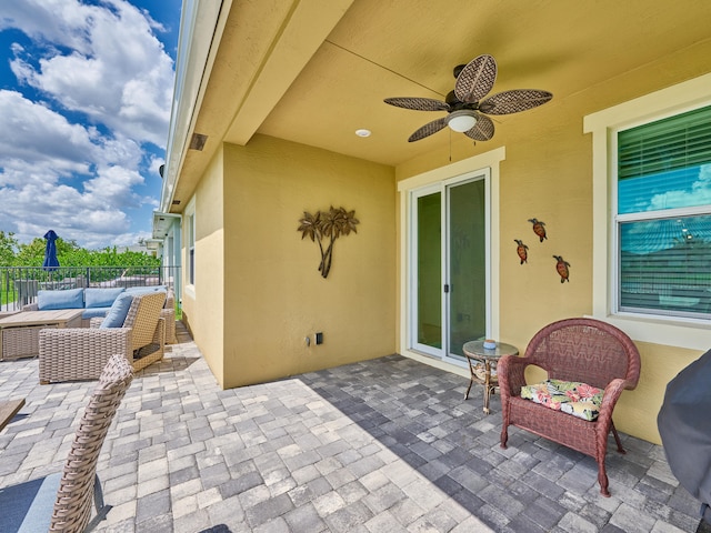 view of patio / terrace with outdoor lounge area and ceiling fan