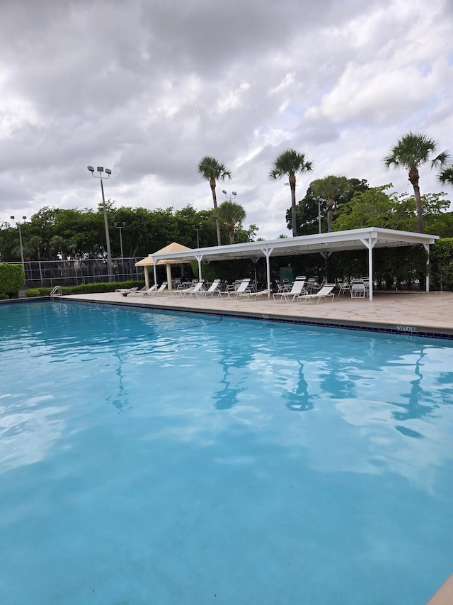 view of swimming pool featuring a patio