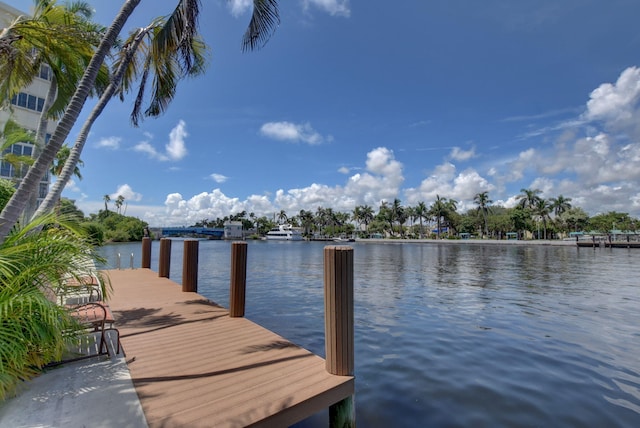 view of dock featuring a water view