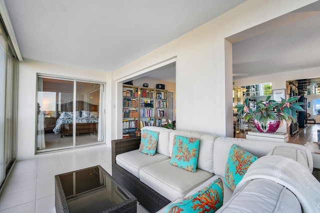 view of tiled living room