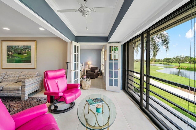 10695 Quail Covey Rd Azalea, Unit Azalea, Boynton Beach, FL 33436 - sunroom / solarium with french doors and a water view