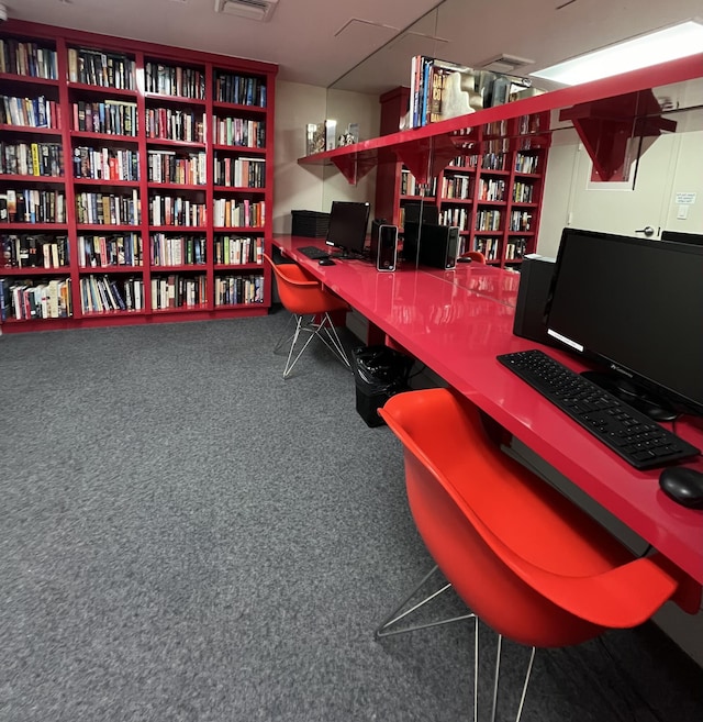 view of carpeted office space