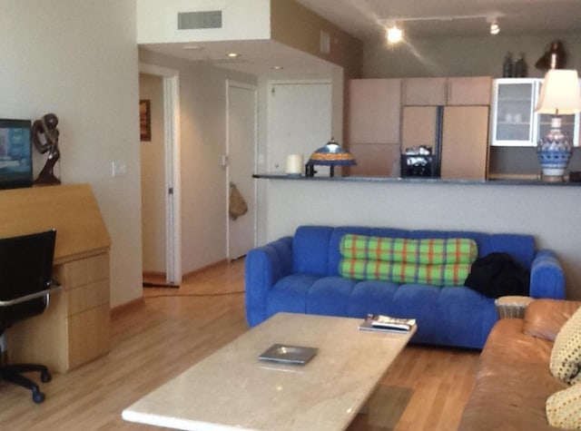 living room with light hardwood / wood-style floors