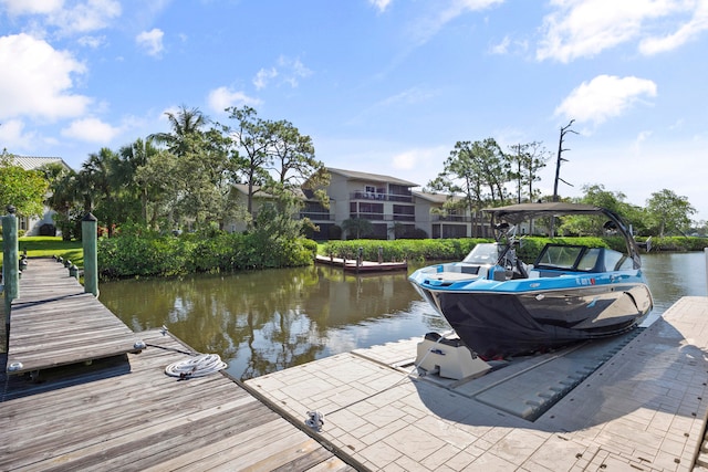 dock area featuring a water view