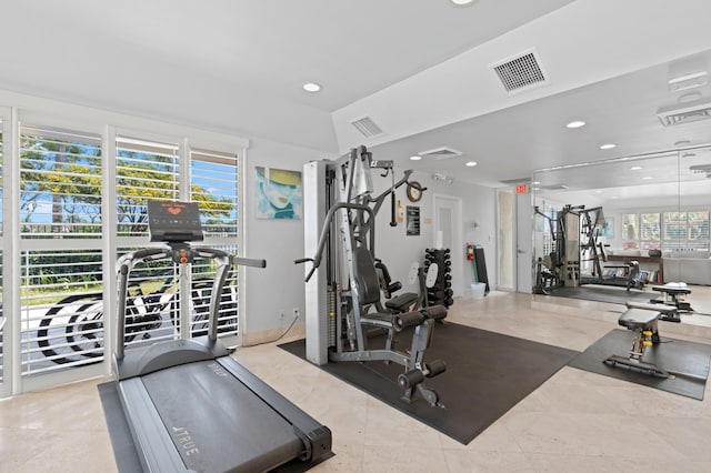 workout area with a wealth of natural light