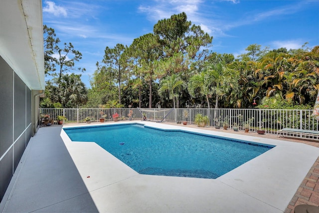 view of swimming pool featuring a patio area