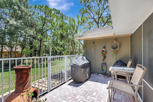 view of patio / terrace with a grill