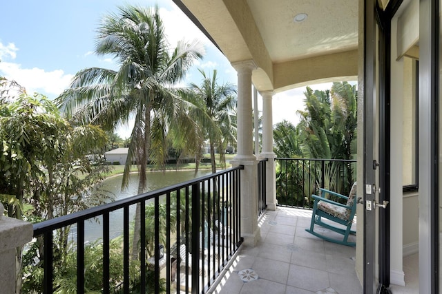 balcony with a water view