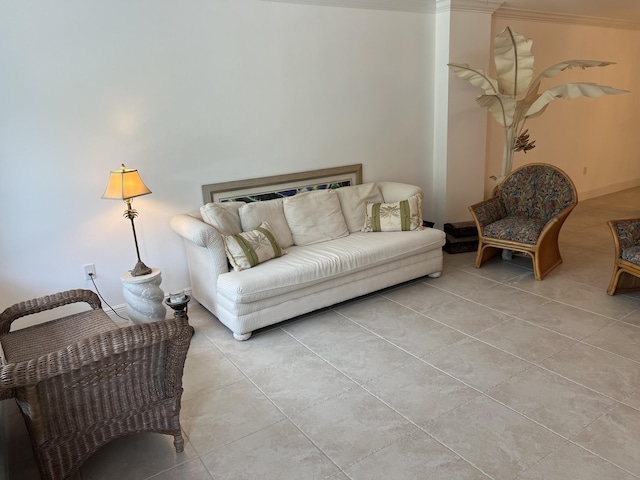 living room featuring light tile patterned floors