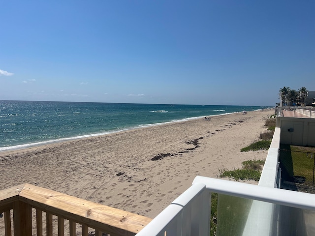 property view of water featuring a view of the beach