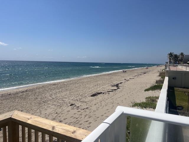 view of water feature with a view of the beach