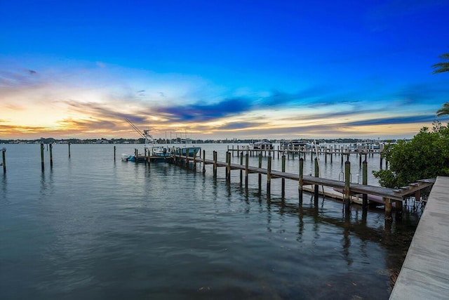 view of dock featuring a water view