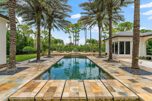 view of pool featuring a patio