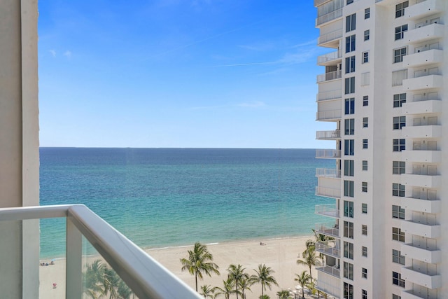 property view of water with a beach view