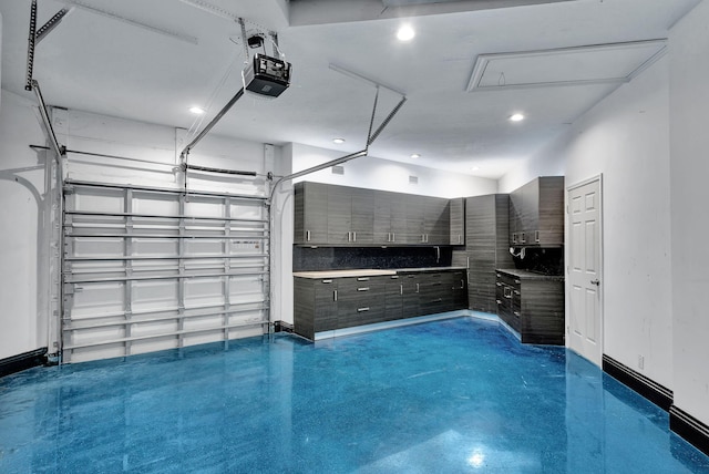 garage with a garage door opener