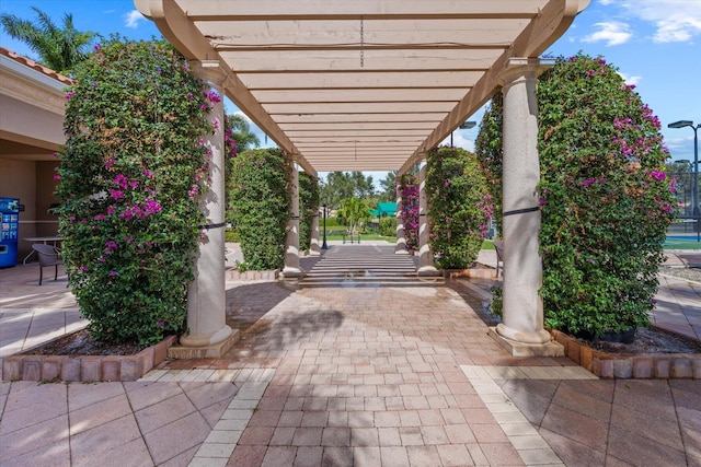 view of patio / terrace featuring a pergola