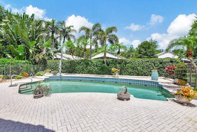 view of swimming pool featuring a patio