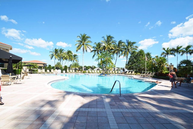 view of swimming pool with a patio area