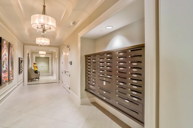 view of home's community featuring an inviting chandelier