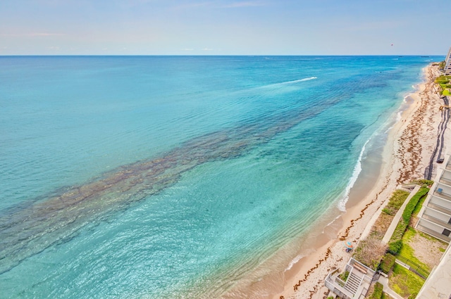 view of water feature with a beach view