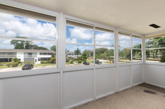 view of unfurnished sunroom