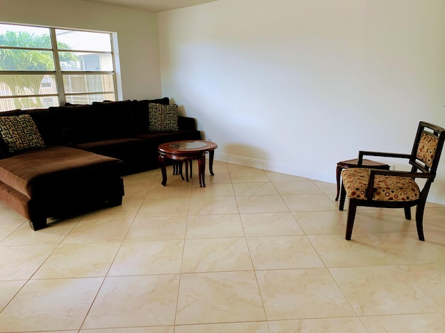 view of tiled living room