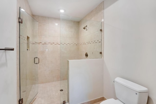 bathroom with toilet and walk in shower