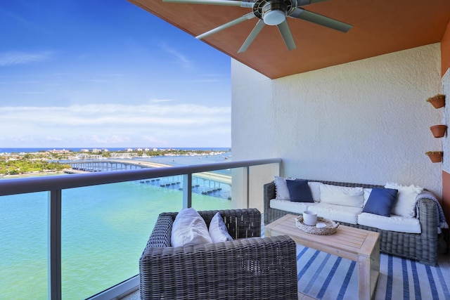 balcony with a water view