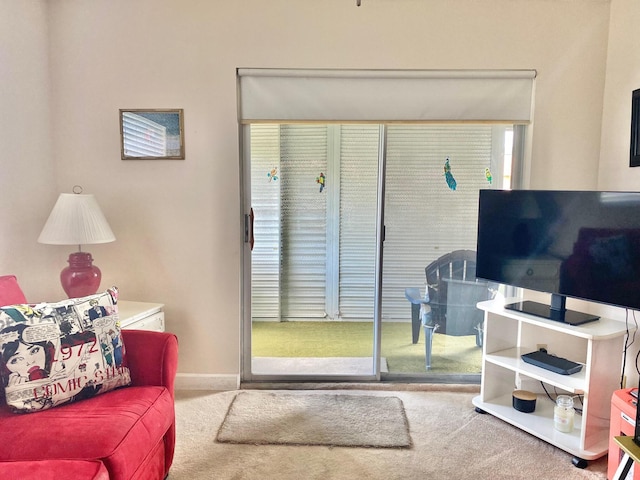 living room featuring carpet