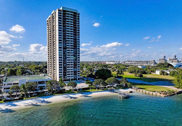 water view featuring a beach view