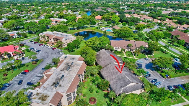 bird's eye view featuring a water view