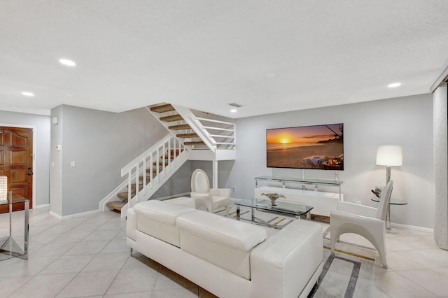 view of tiled living room