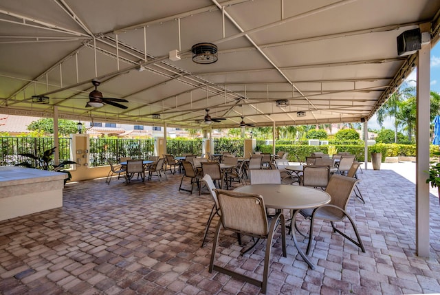 view of patio / terrace featuring ceiling fan