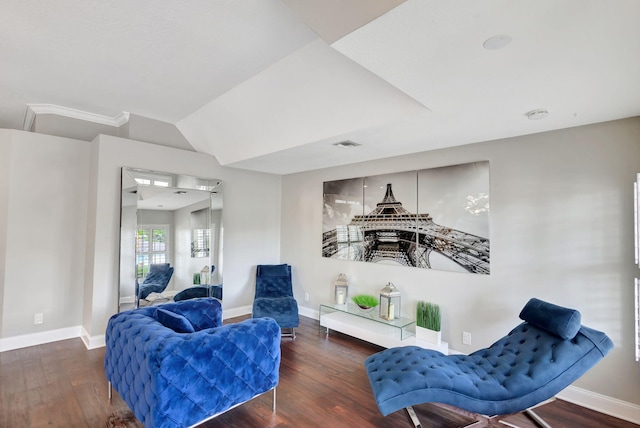 living area featuring dark hardwood / wood-style flooring