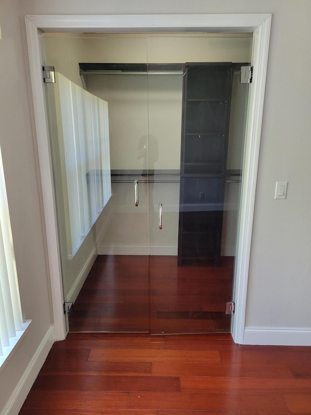 interior space featuring dark wood-type flooring