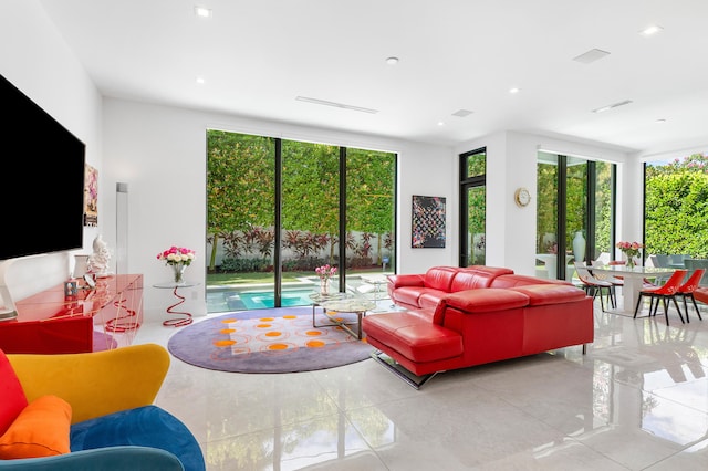 view of tiled living room