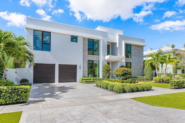 contemporary house featuring a garage