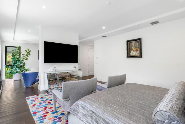 bedroom featuring dark hardwood / wood-style floors