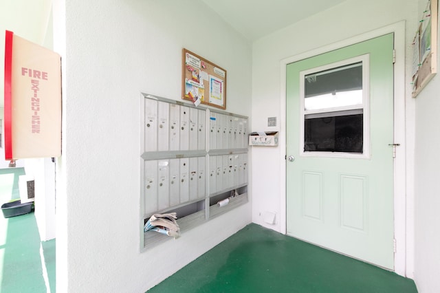 interior space featuring mail boxes