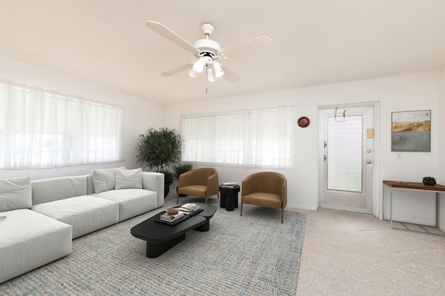 118 Kingswood F Unit 118, West Palm Beach, FL 33417 - living area with a ceiling fan and carpet
