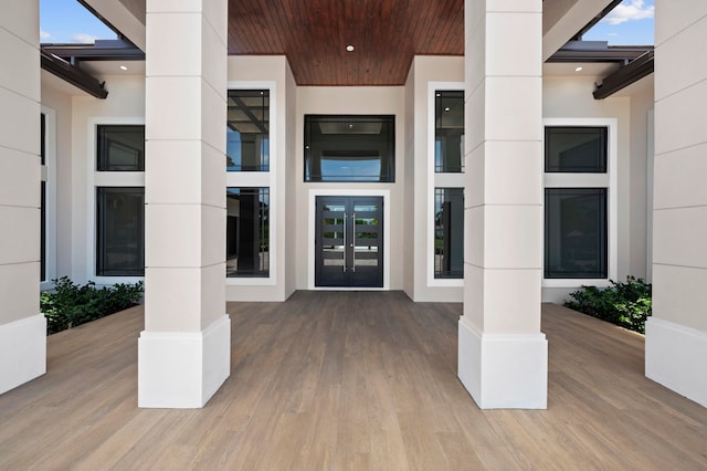 property entrance with french doors