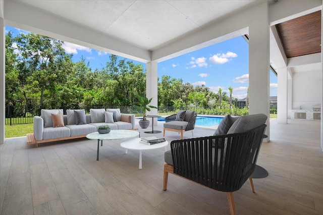 view of patio featuring an outdoor hangout area