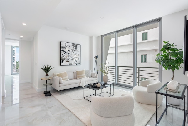 living room featuring expansive windows