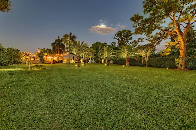 view of yard at dusk