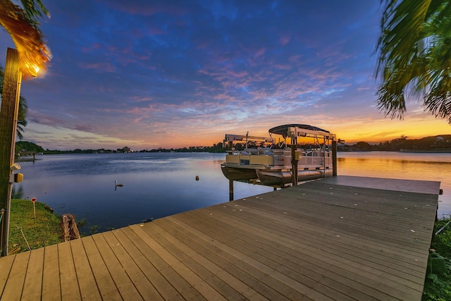 view of dock featuring a water view