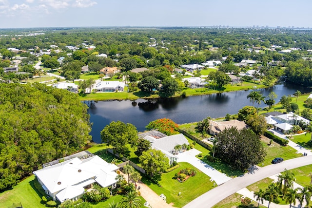 bird's eye view featuring a water view