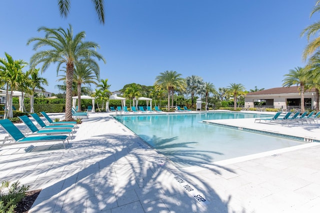 view of pool featuring a patio area